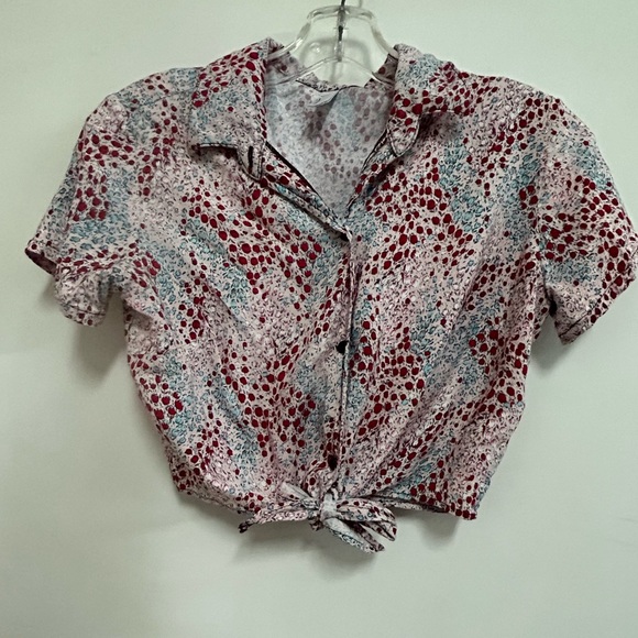 American Apparel Short Sleeve Tie Waist Blouse - Picture 5 of 10